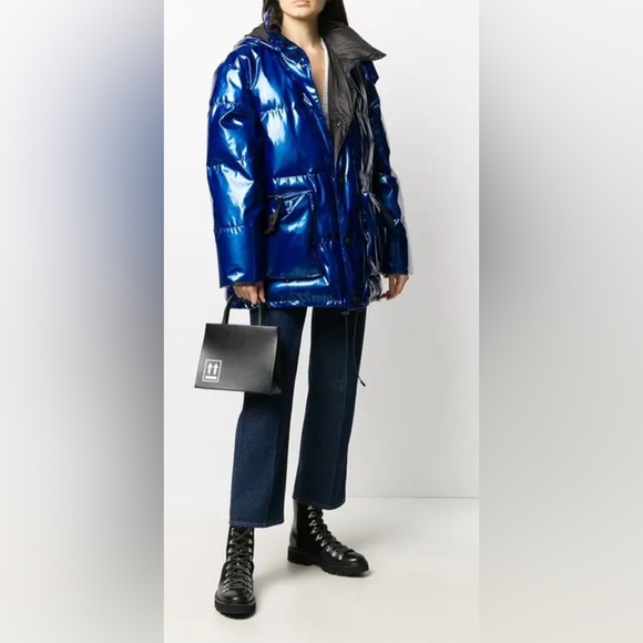 Mr & Mrs Italy Jackets & Blazers - New Mr & Mrs Italy Metallic Blue Padded Rain Coat Size Medium